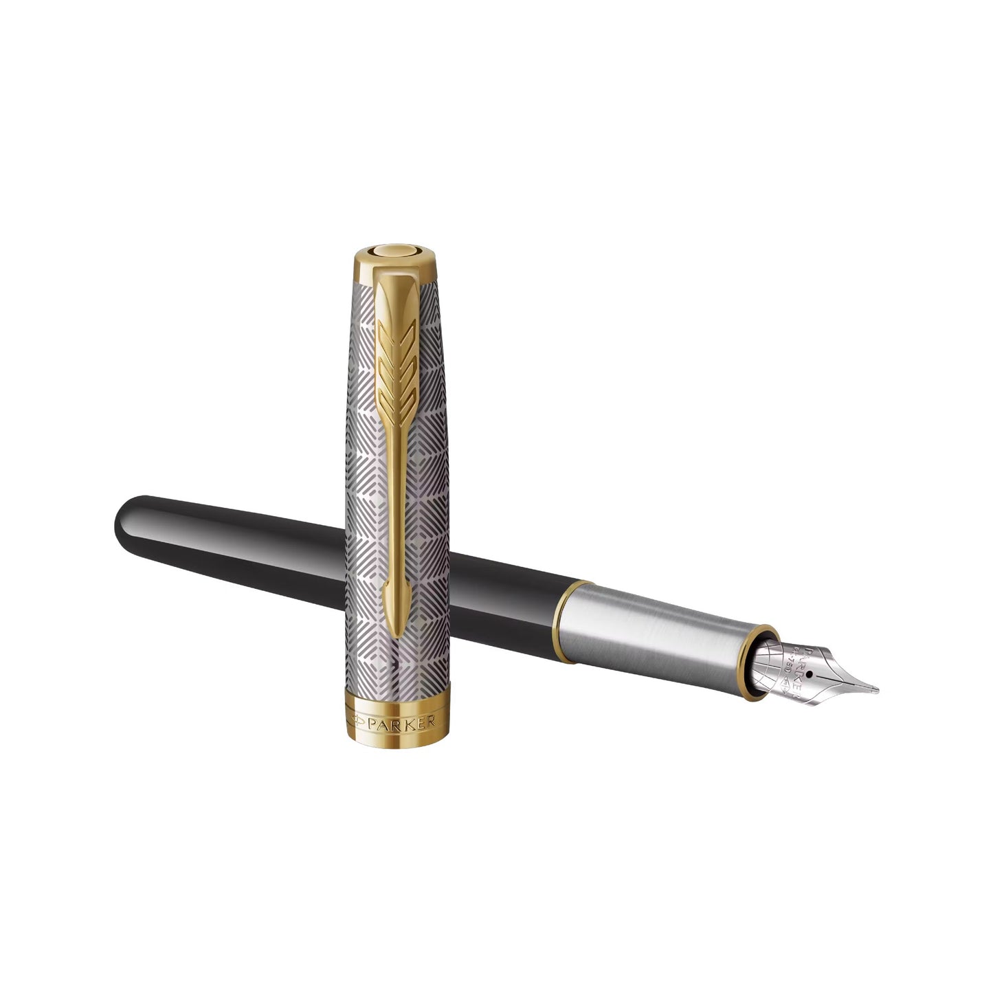 Parker Sonnet Premium Metal Black GT Fountain Pen-18K F GB