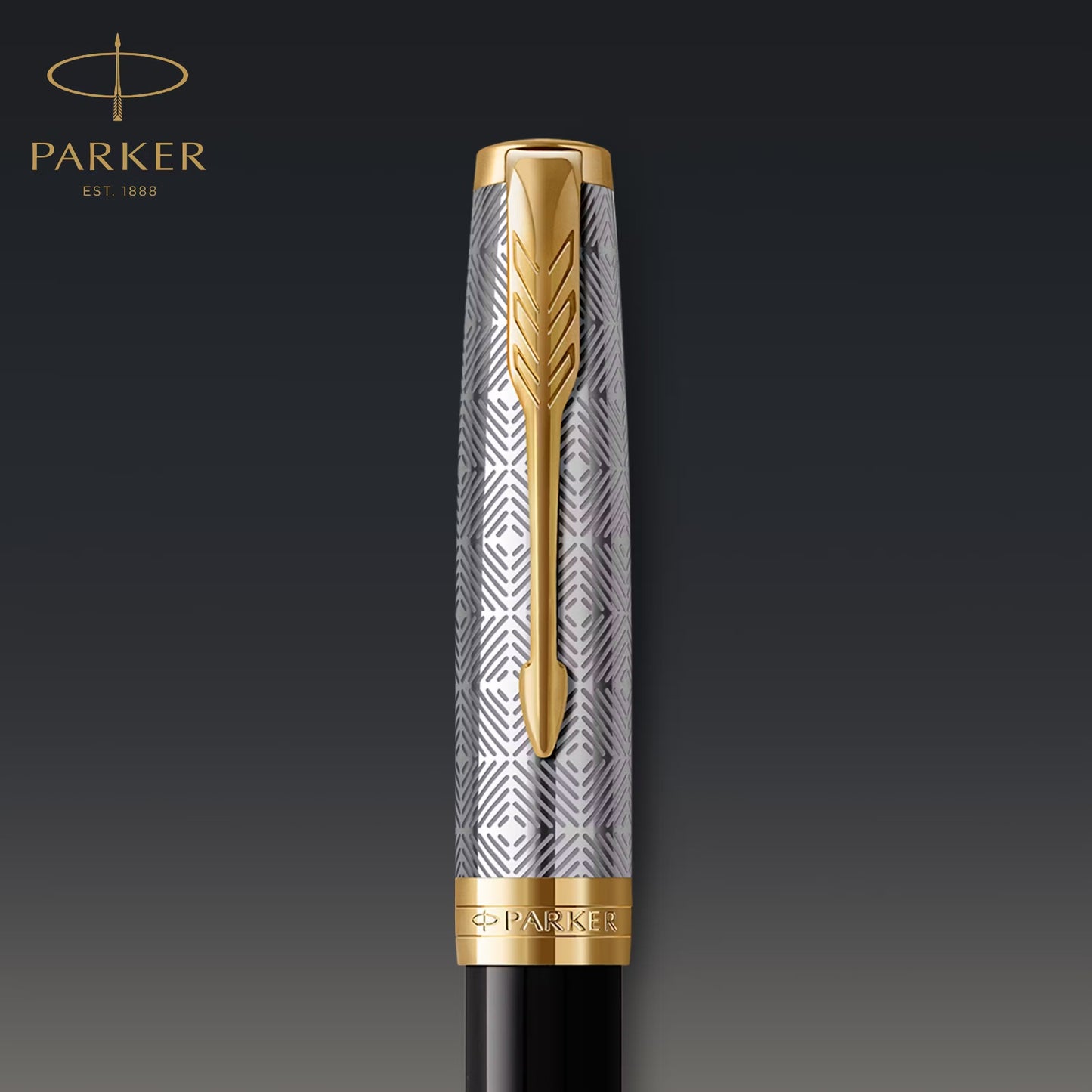 Parker Sonnet Premium Metal Black GT Fountain Pen-18K F GB