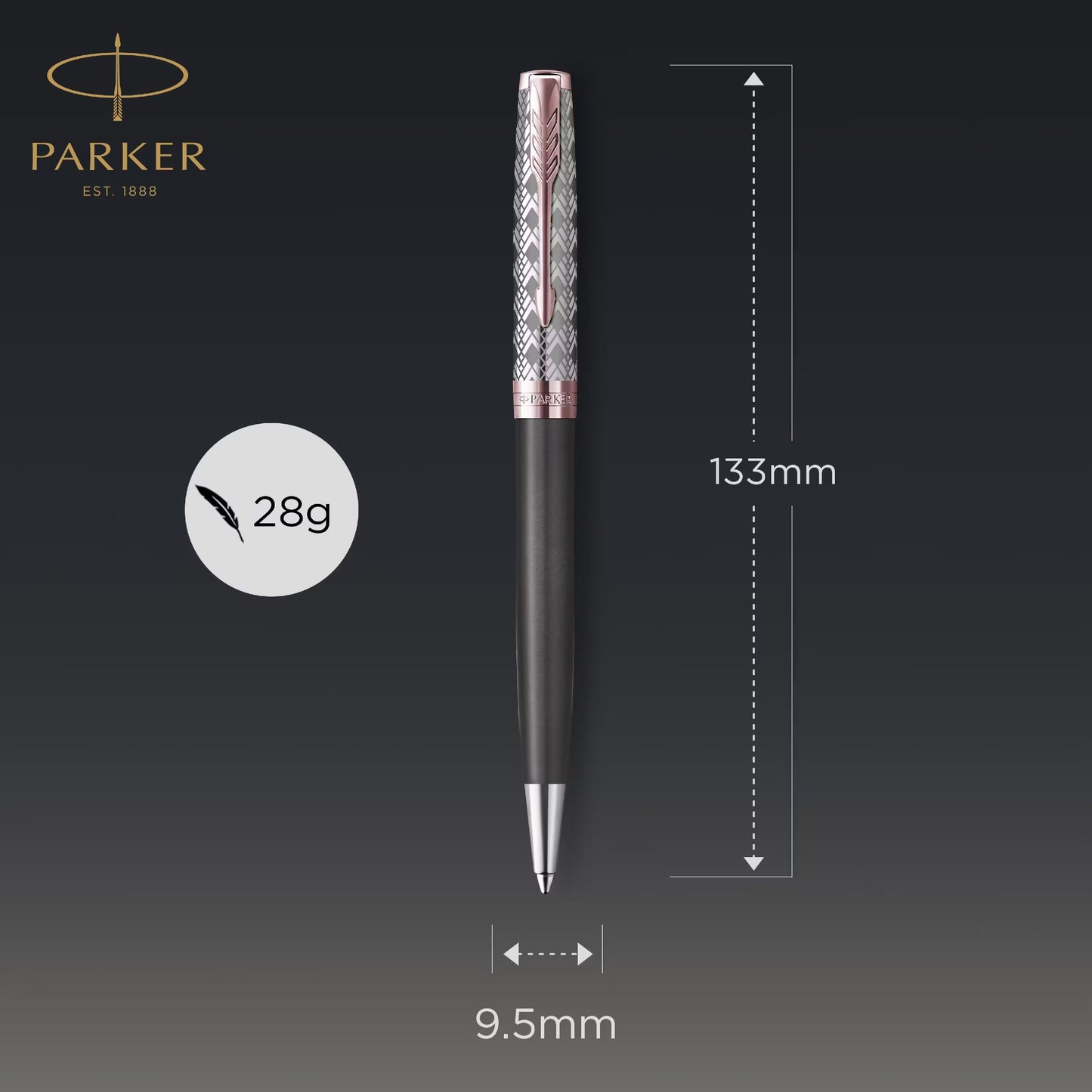 Parker Sonnet Premium Metal Grey PGT Ball Point Pen M.Black GB