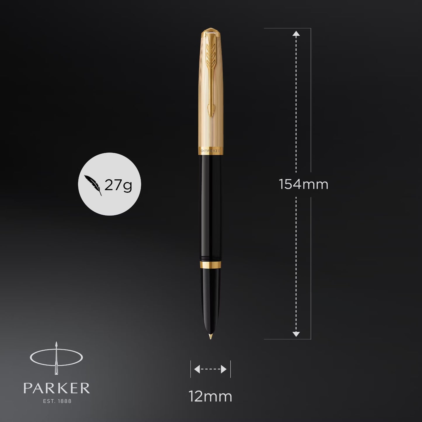 Parker 51 DLX Black GT Fountain Pen 18K F GB