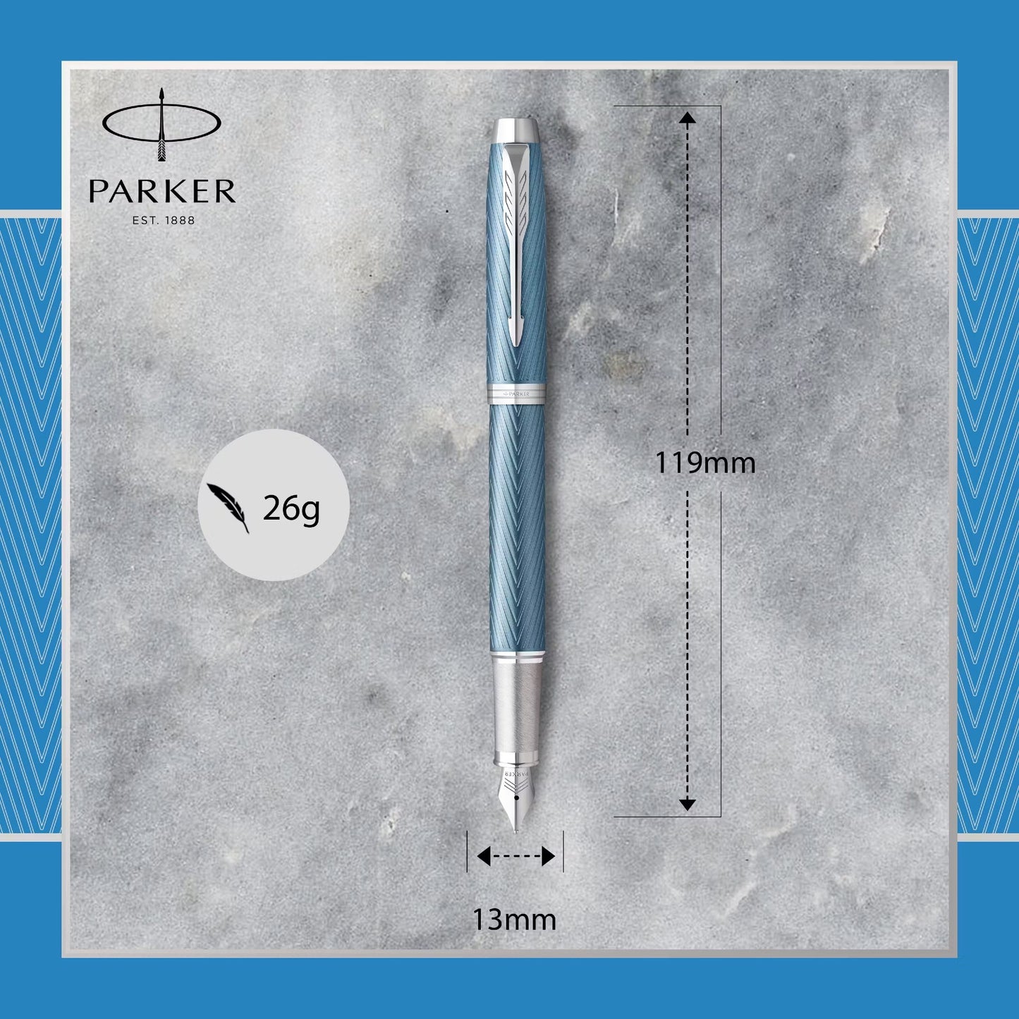 Parker IM Premium BL Grey CT Fountain Pen F GB