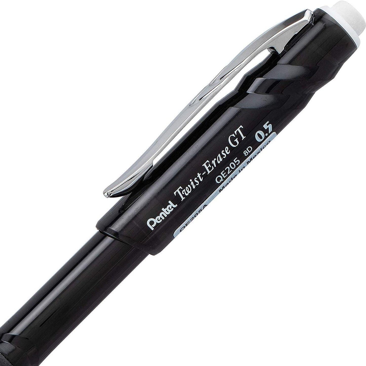 Pentel QE205A Twist-Erase GT (0.5mm) Mechanical Pencil Transparent Black barrel