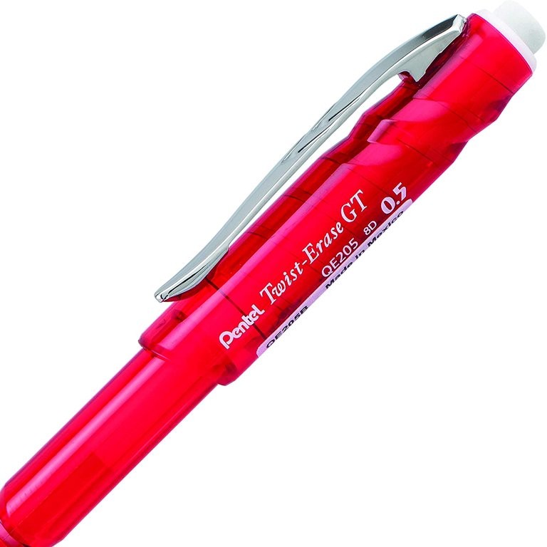 Pentel QE205B Twist-Erase GT (0.5mm) Mechanical Pencil Transparent Burgundy barrel