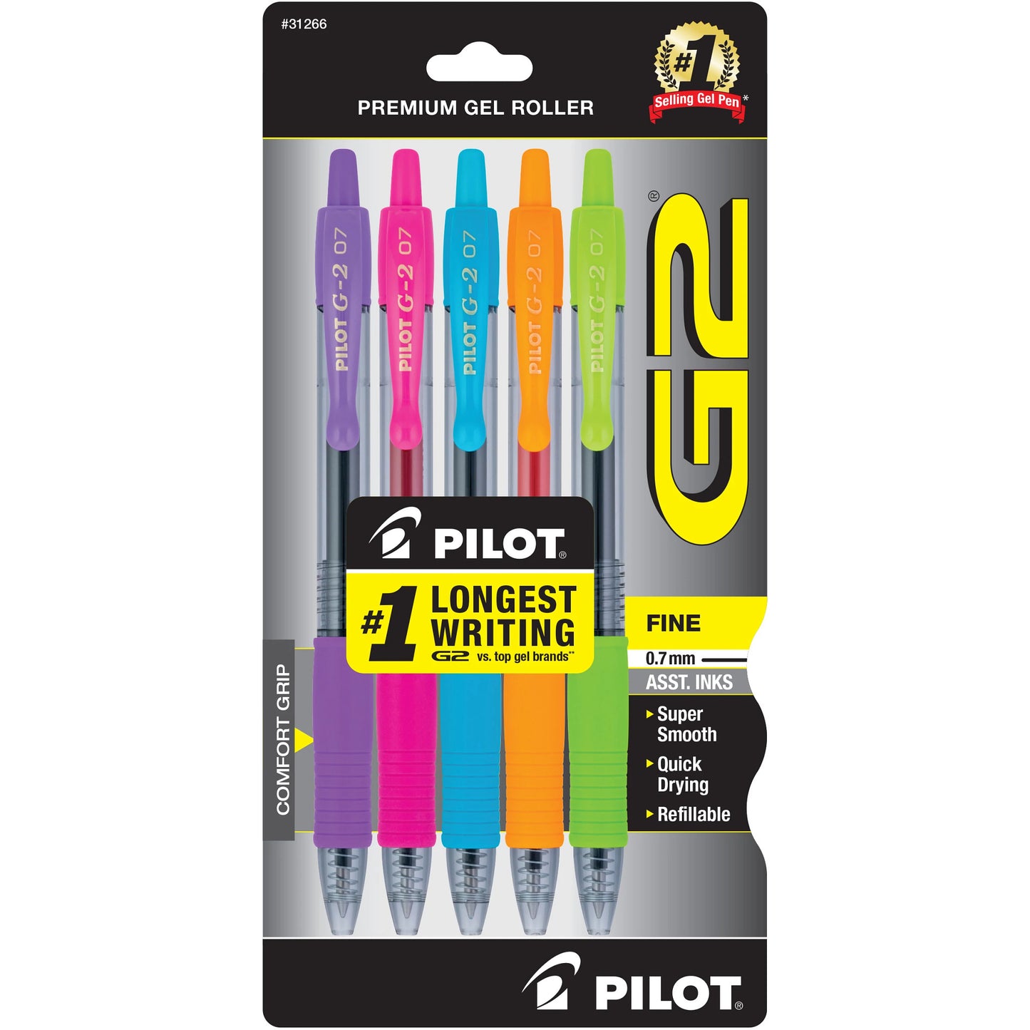 Pilot 31266 G2-7 5 Pack Assorted