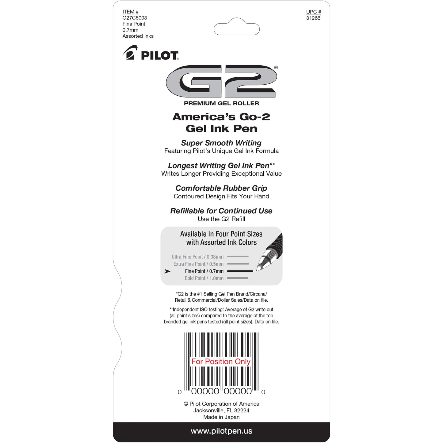 Pilot 31266 G2-7 5 Pack Assorted