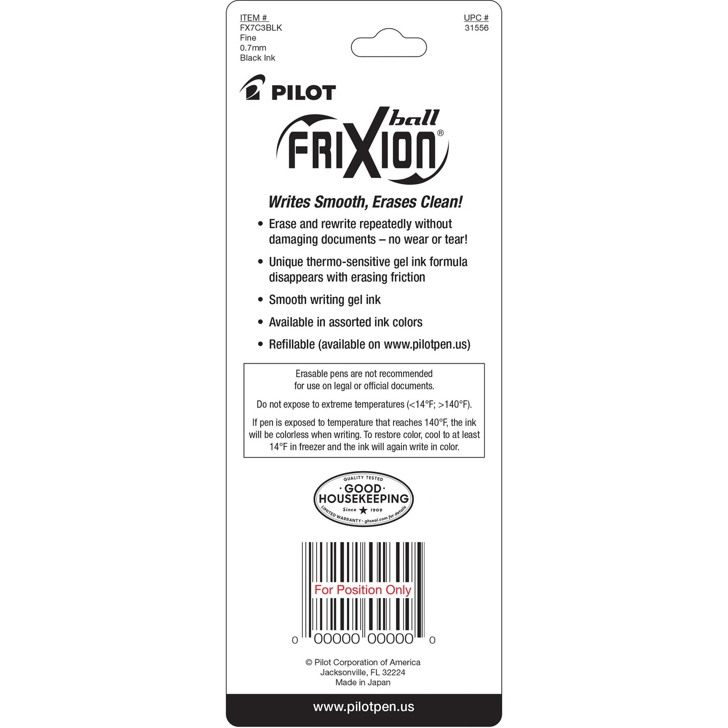 Pilot Frixion Ball Black - 3 Pack