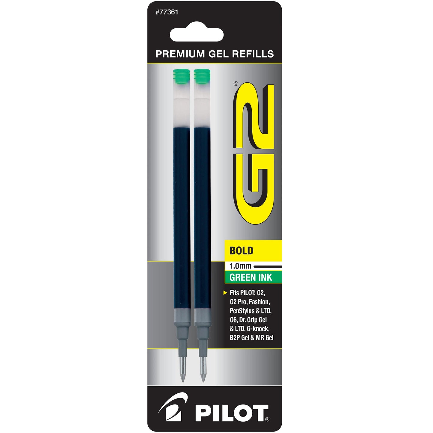 Pilot 77361 BG21R G2 Gel Ink Refills, Bold, Green