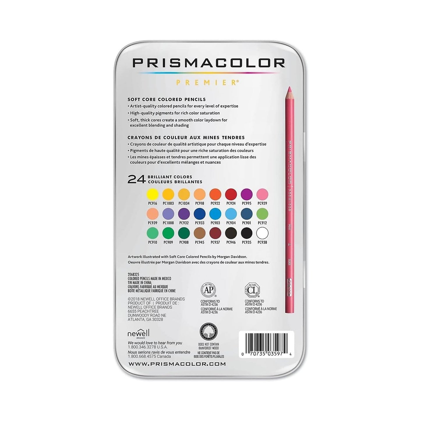 PrismaColor 3597THT Premier Colored Pencils, Soft Core, 24 Count