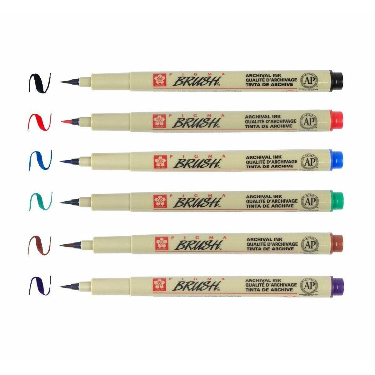 Sakura 38061 Brush Pen 6pc Set Asst