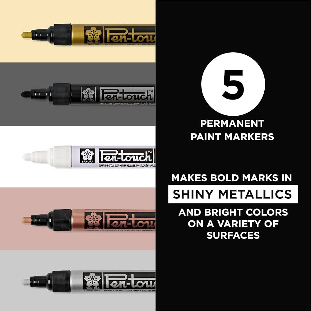 Sakura 42591 Pentouch Calligrapher, Med 2.0mm 5pc Set