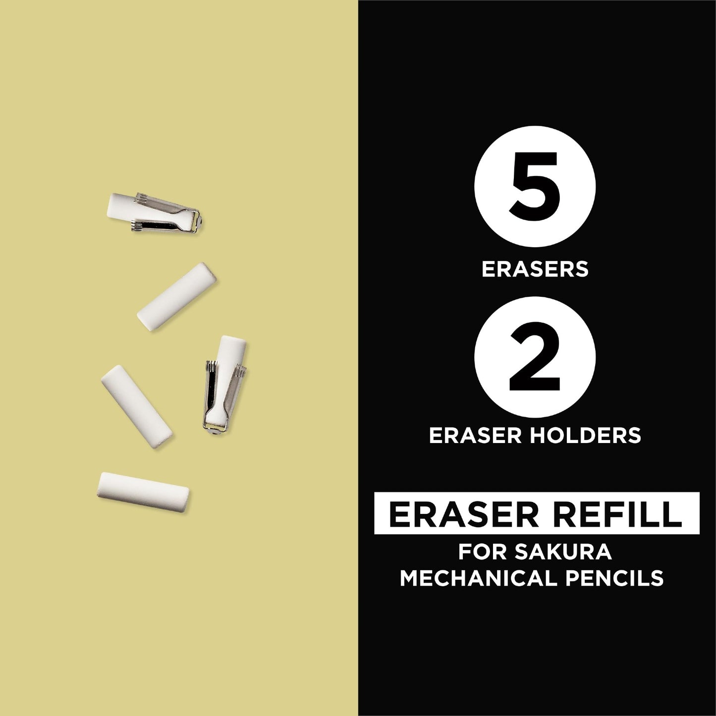 Sakura 50249 5-Piece Pouch Refill Eraser with Mechanical Fixed Sleeve Pencil Set