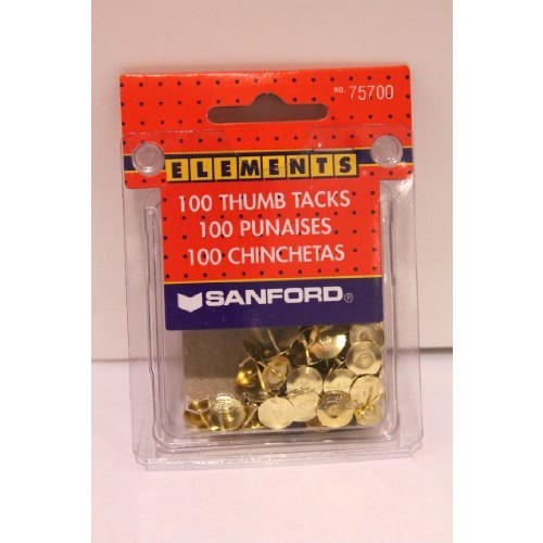 Sanford 75700 Elements Brass Thumb Tacks 100pk