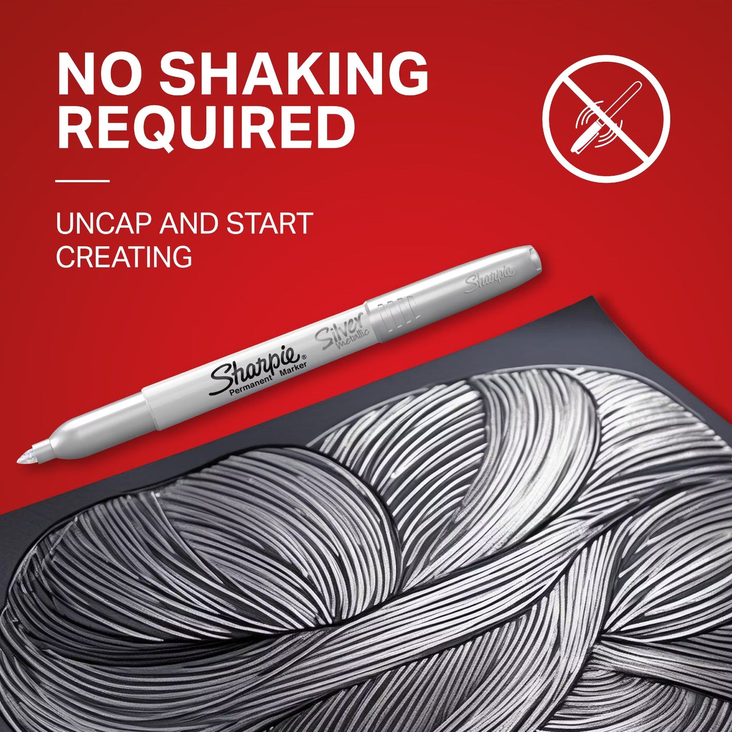 Sharpie 39108 FP Silver Metallic Perm Markers, Silver 2pk