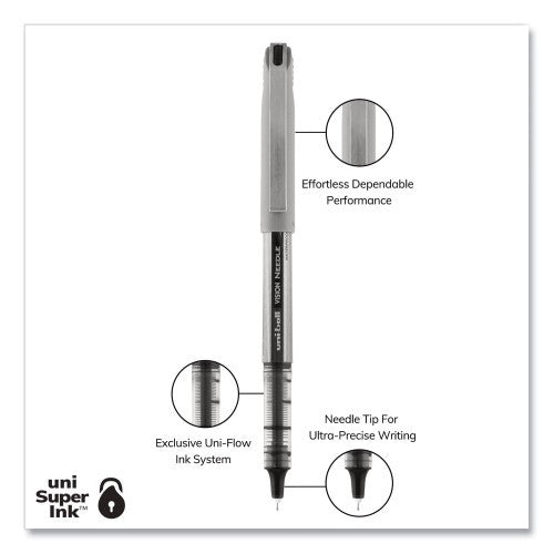 Uni Ball 1734903 Vision Needle Fine Black Roller Ball Pen