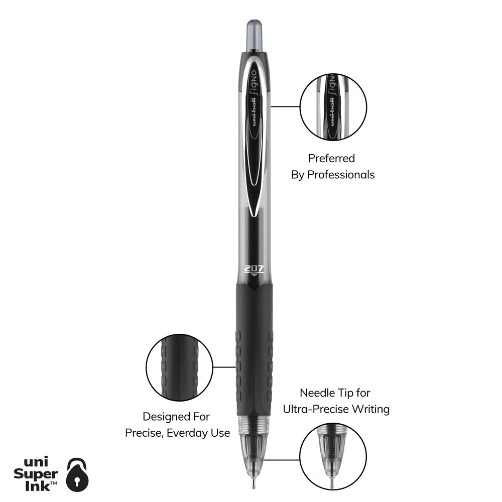 Uni Ball 1736097 207 Needle RT Med Black