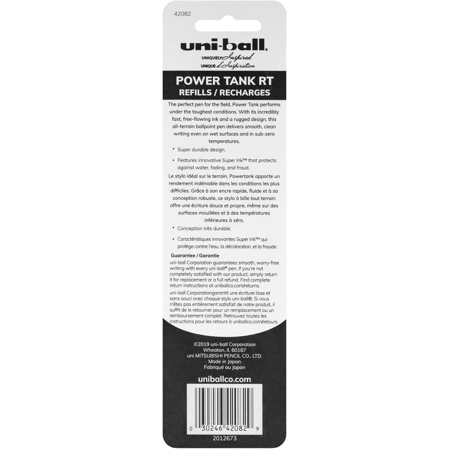 Uni Ball 42082PP Uni Ball Power Tank RT Refill, 1.0mm Black