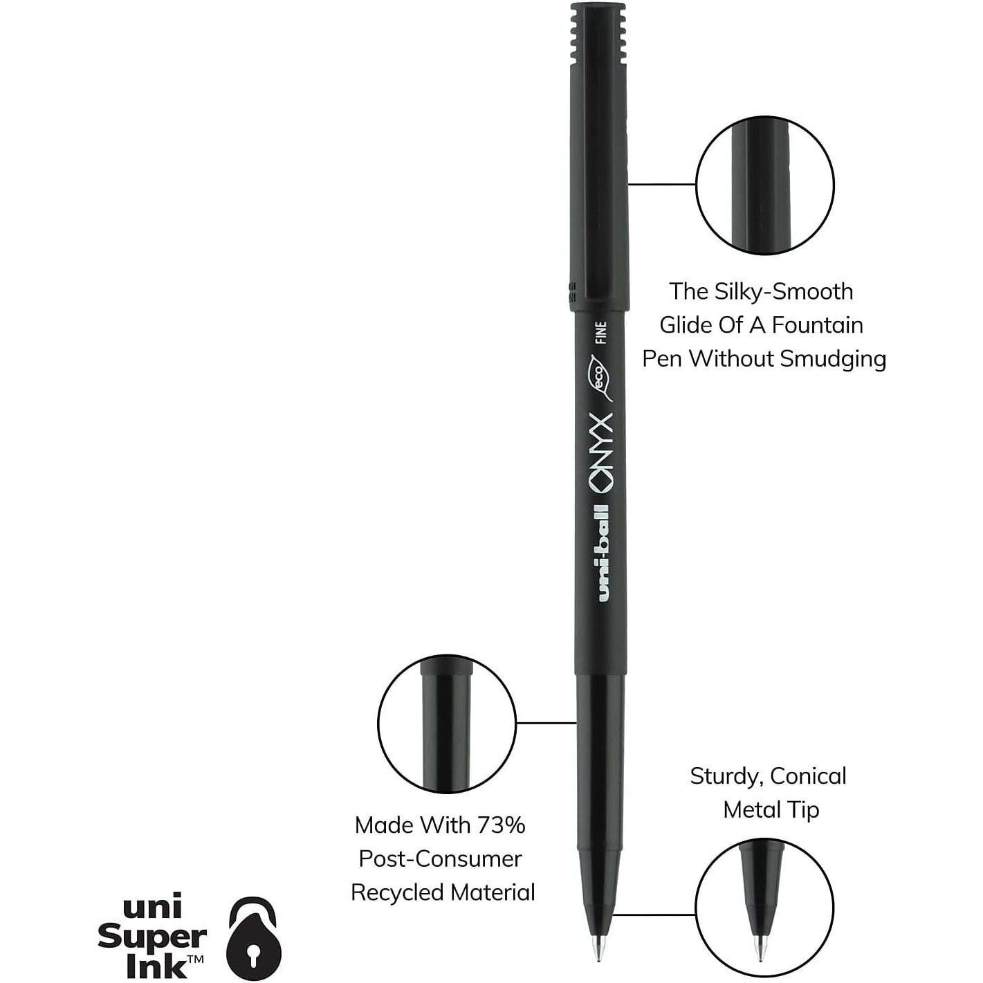 Uni Ball 60143 Onyx R/ball Pen, Fine, Black