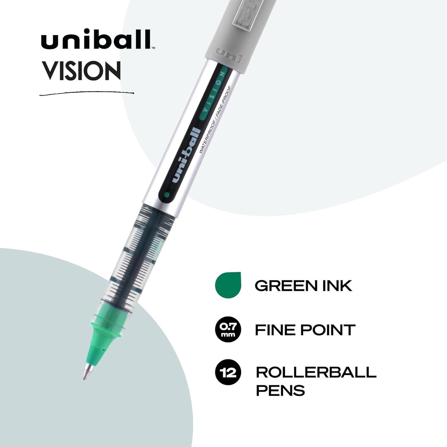 Uni Ball 60386 Vision Rollerball, Fine, EverGreen