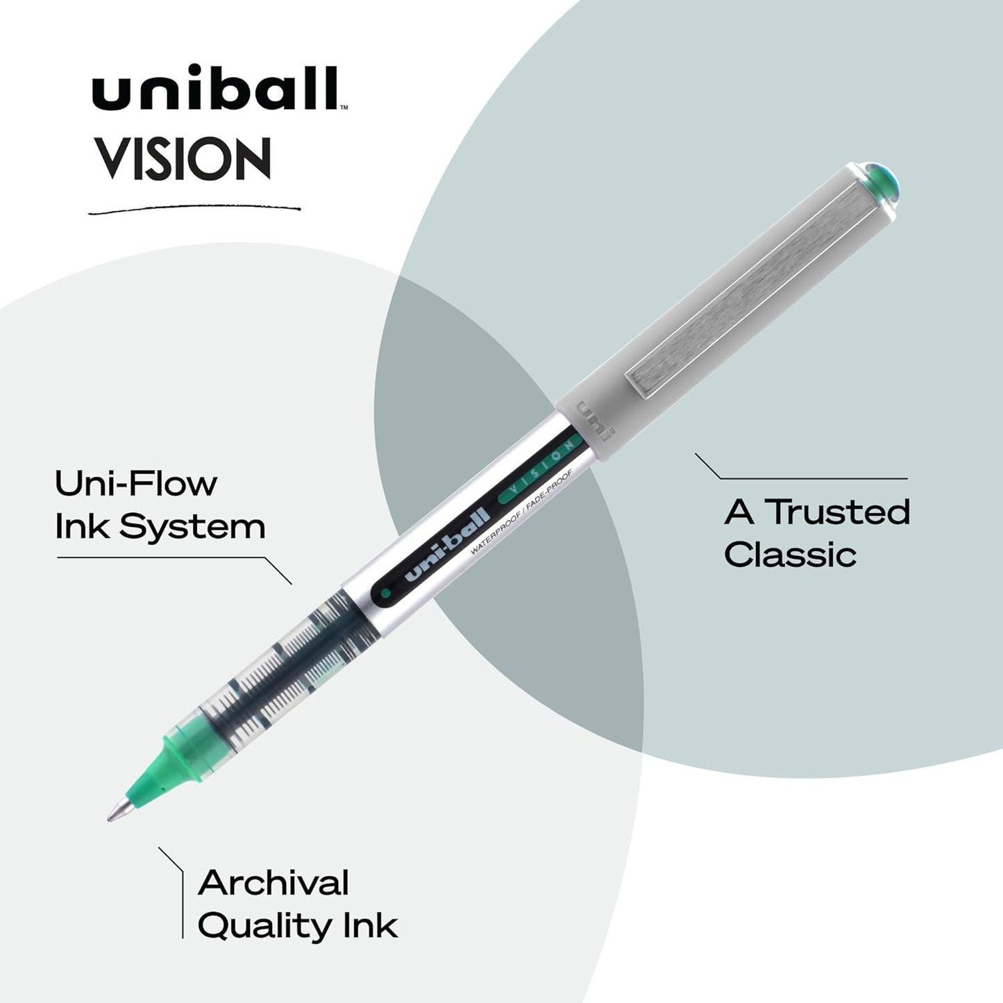Uni Ball 60386 Vision Rollerball, Fine, EverGreen