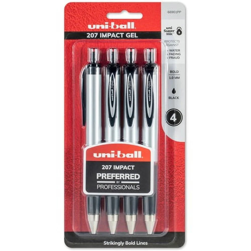 Uni Ball 66901PP Impact Gel Rt Pen 4cd Bold 1.0mm Blk