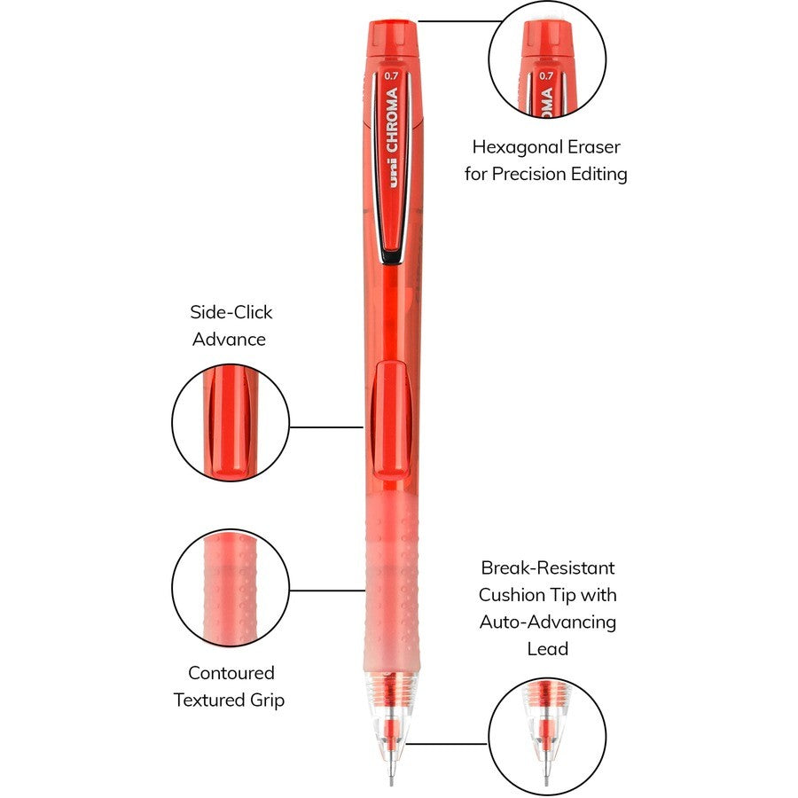 Uni Ball 70135 Chroma Mechanical Pencil 0.7mm Red Os Dozen