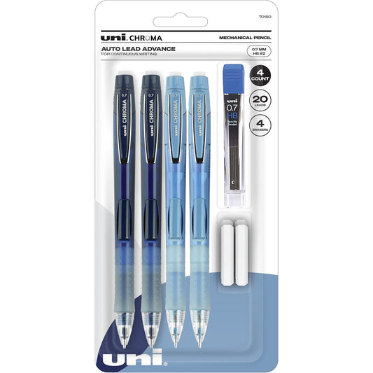 Uni Ball 70150 Chroma Mechanical Pencil Starter Kit 0.7mm Asst 4ct