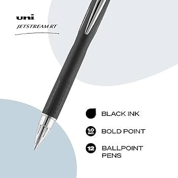 Uni Ball 73832 Jetstream RT Black Bold Roller Ball Pen