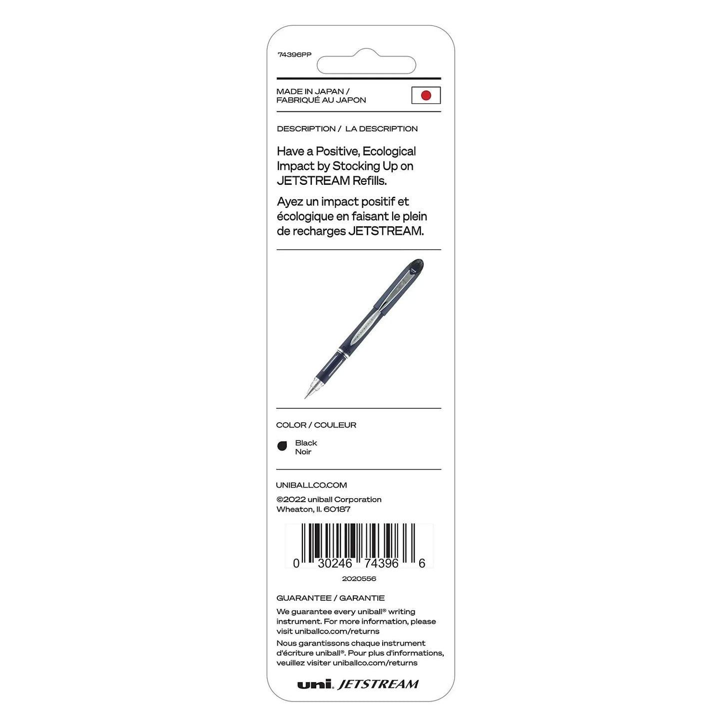 Uni Ball 74396PP Jetstream 2cd Blk Roller Ball Pen-Refill
