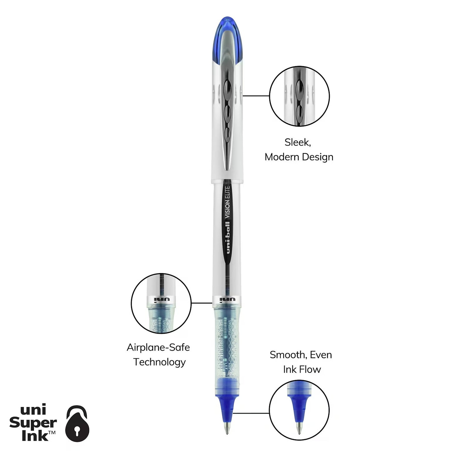 Uni Ball 90199PP Vision Elite Pen 8cd 0.8mm Bold Asst