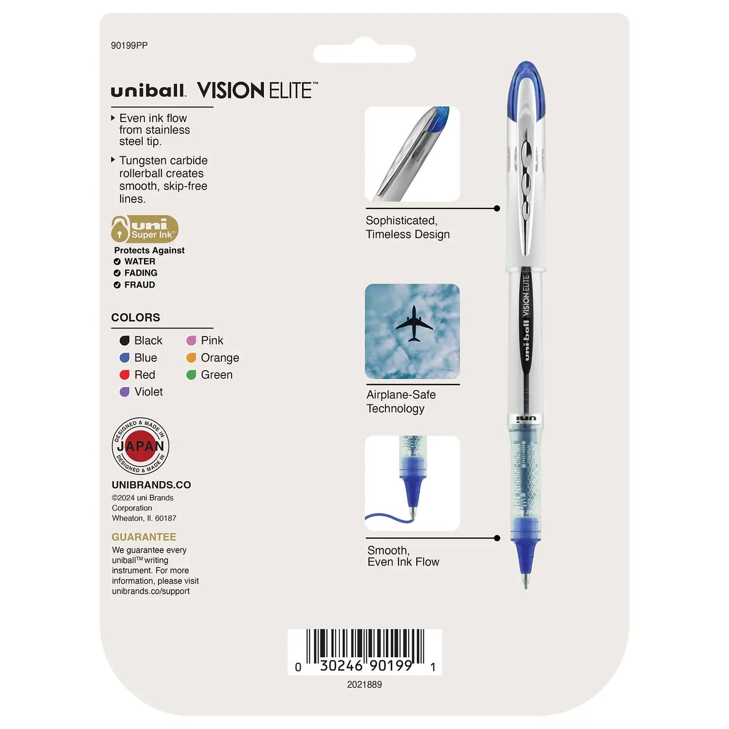 Uni Ball 90199PP Vision Elite Pen 8cd 0.8mm Bold Asst