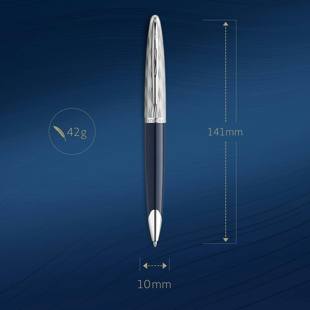 Waterman Carene L'Essence du Bleu Ballpoint Pen - Metal & Blue