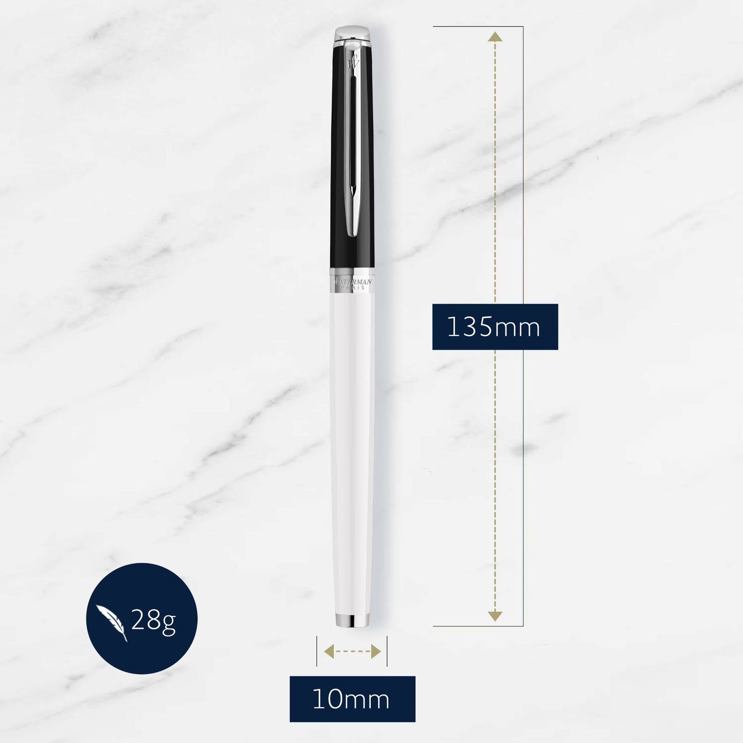 Waterman Hemisphere24 Black White CT Roller Ball F Black GB