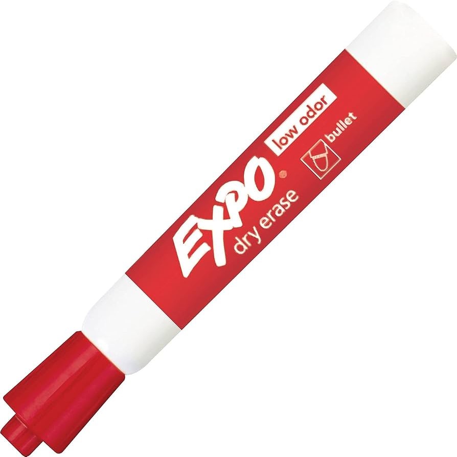 Expo 82002 2 Low Odor Dry Erase Marker, Bullet Tip, Red