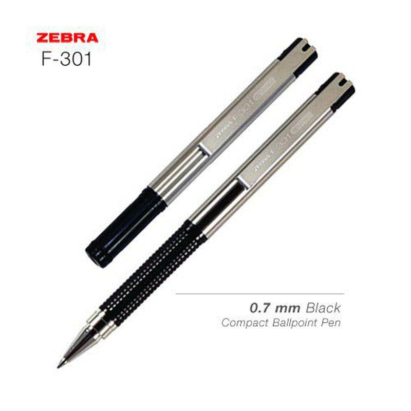 Zebra 27412 F-301 Compact Capped Ballpoint 0.7mm Black 2pk