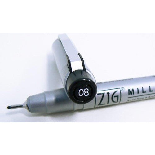 Zig Millennium 08 Marker, Drawing Marker, Black