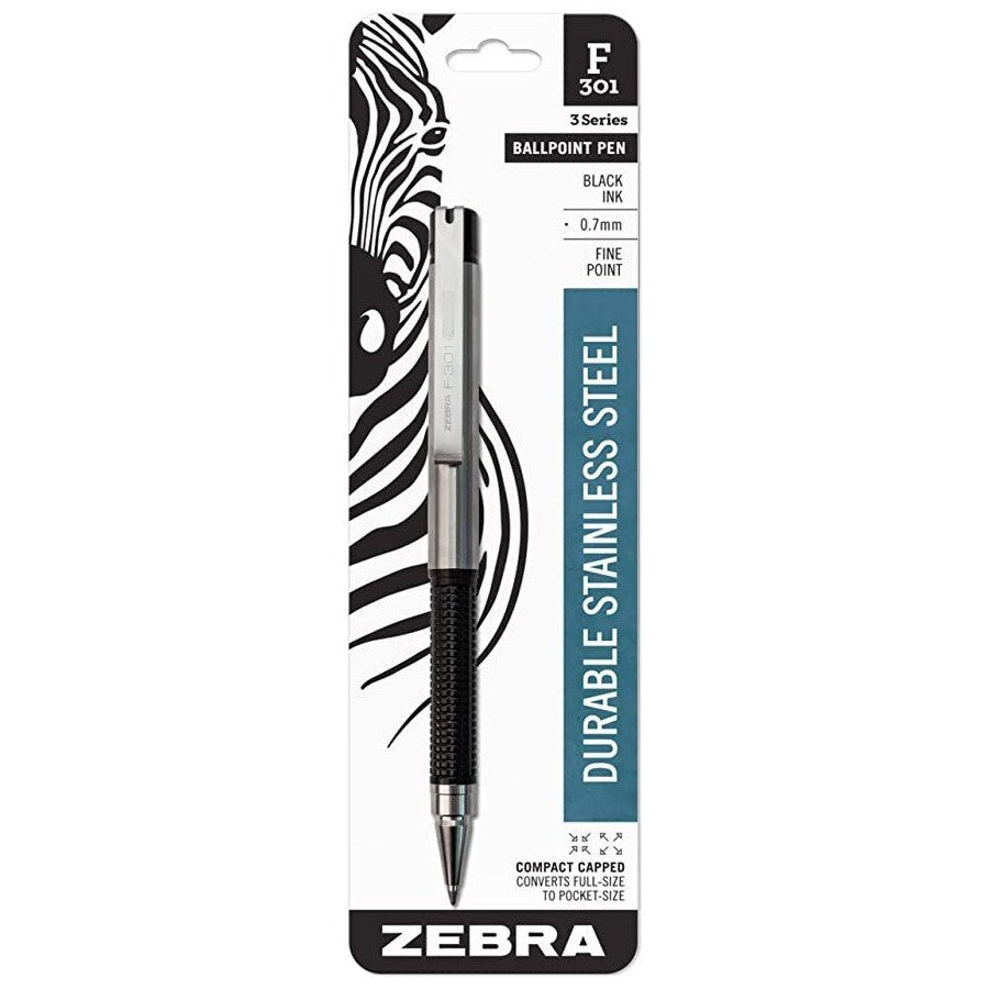 Zebra 27411 F-301 Compact Capped Ballpoint 0.7mm Black 1pk