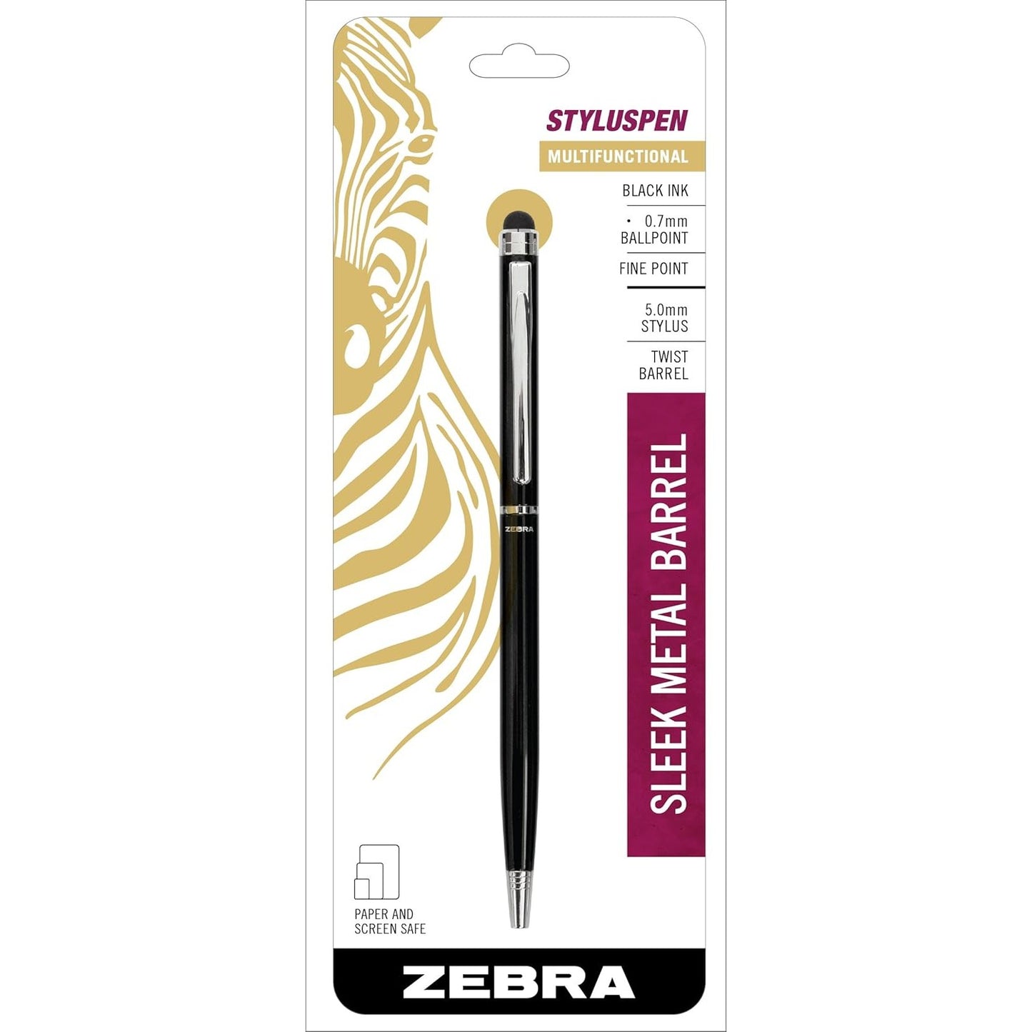 Zebra 33111 StylusPen Twist Ballpoint 0.7 mm Black 1pk