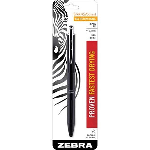 Zebra 45111 Sarasa Grand Retractable 0.7mm Black Barrel/Black Ink 1pk