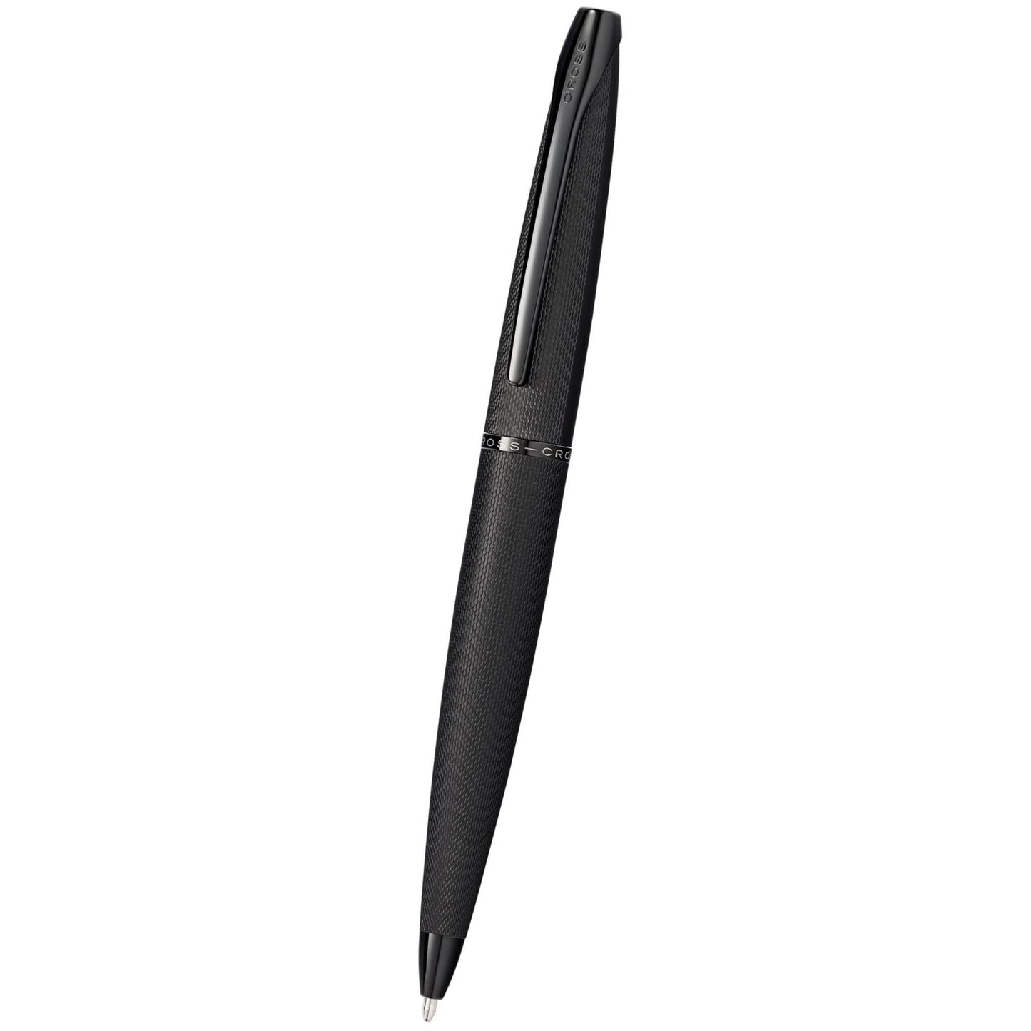 Cross ATX® Brushed Black with Machine-Turned, Diamond-Pattern Engraving with Polished Black PVD Appointments Ballpoint Pen