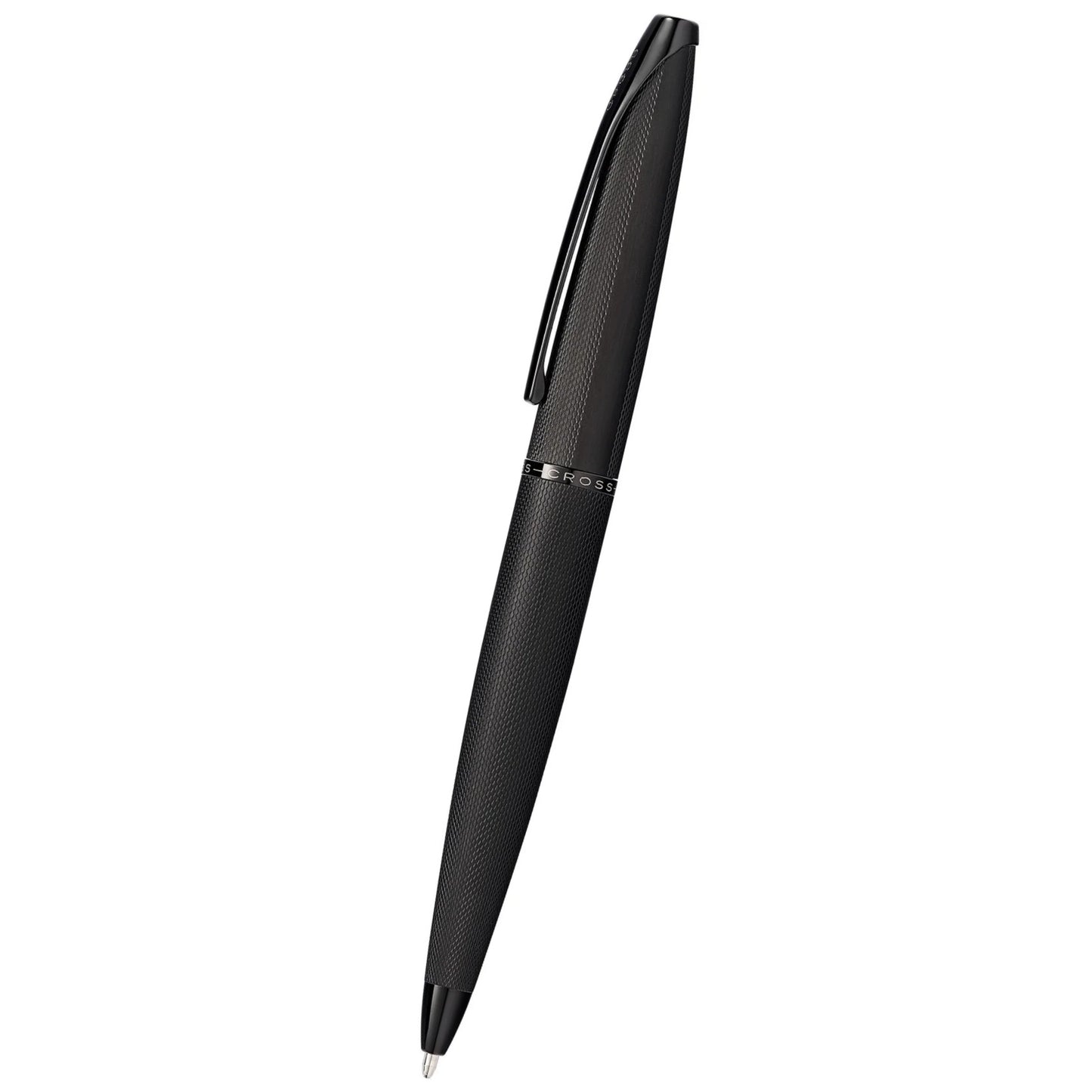 Cross ATX® Brushed Black with Machine-Turned, Diamond-Pattern Engraving with Polished Black PVD Appointments Ballpoint Pen