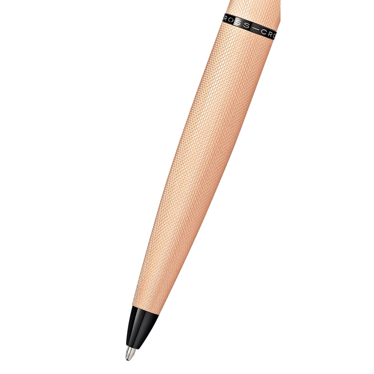 Cross ATX® Brushed Rose Gold with Machine-Turned, Diamond-Pattern Engraving with Polished Black PVD Appointments Ballpoint Pen