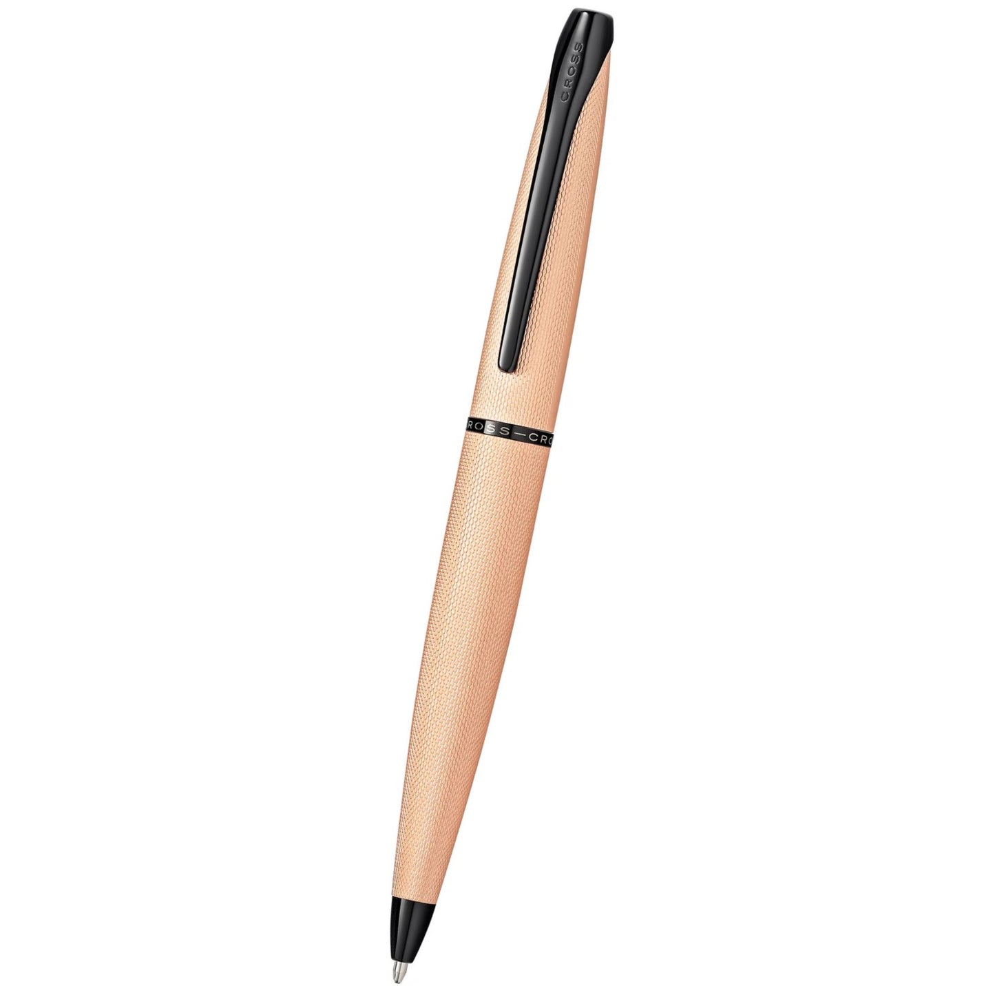 Cross ATX® Brushed Rose Gold with Machine-Turned, Diamond-Pattern Engraving with Polished Black PVD Appointments Ballpoint Pen