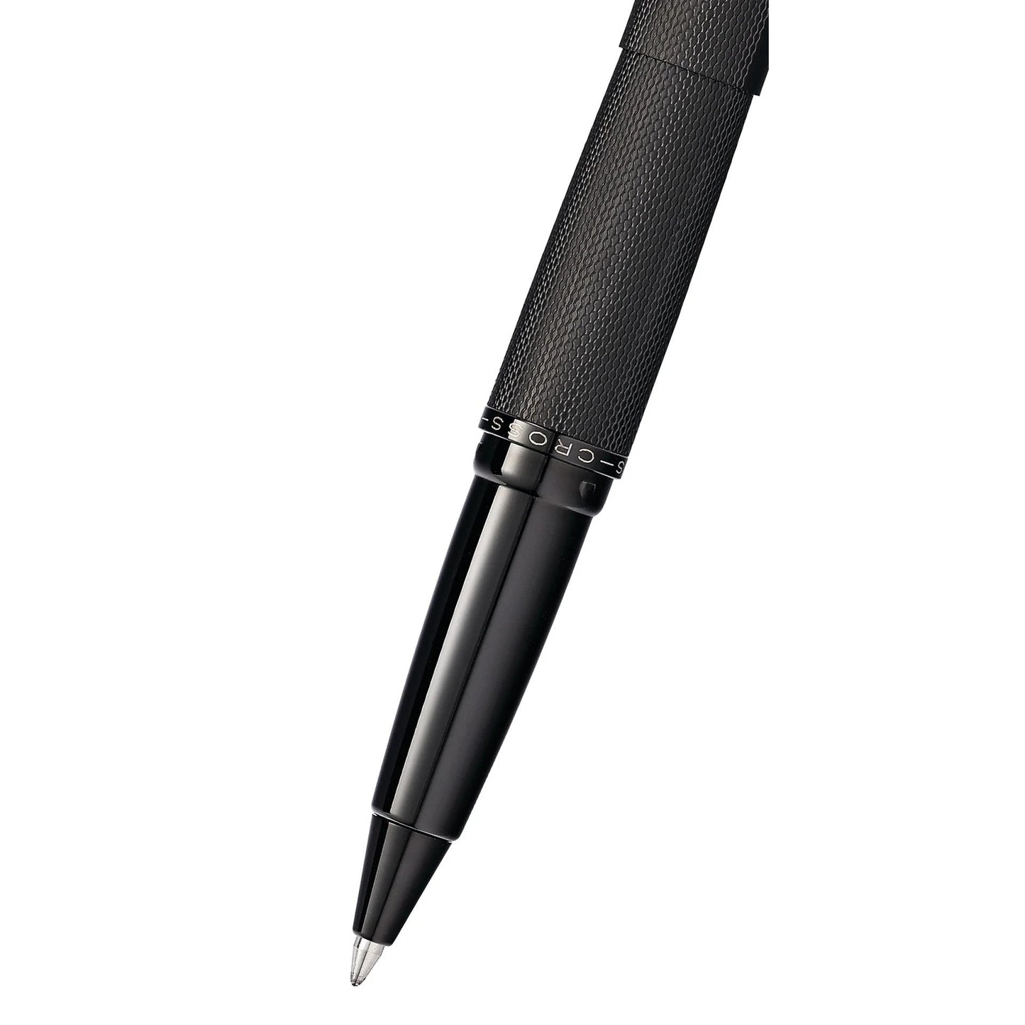 Cross ATX® Brushed Black with Machine-Turned, Diamond-Pattern Engraving with Polished Black PVD Appointments Selectip Rollerball Pen