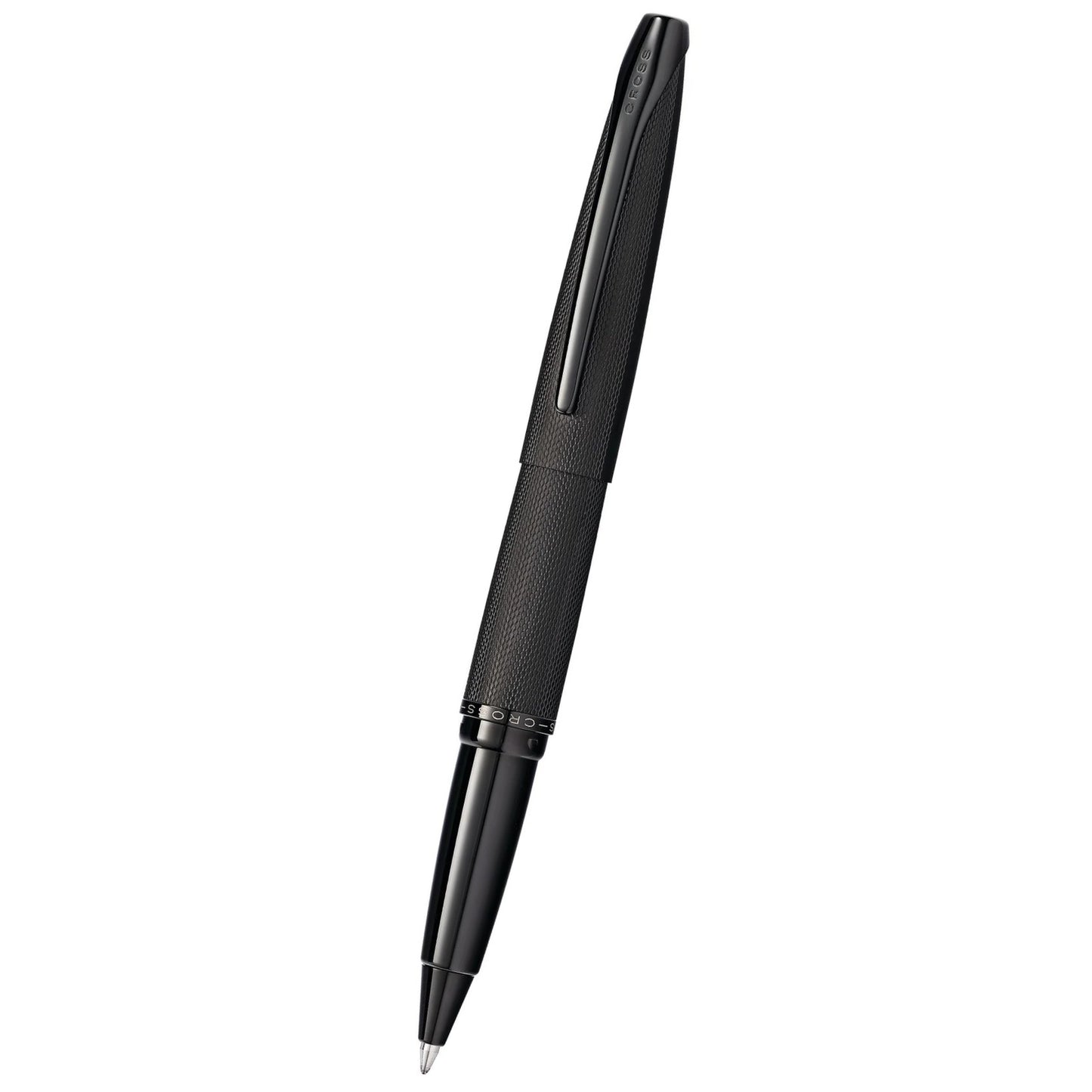 Cross ATX® Brushed Black with Machine-Turned, Diamond-Pattern Engraving with Polished Black PVD Appointments Selectip Rollerball Pen