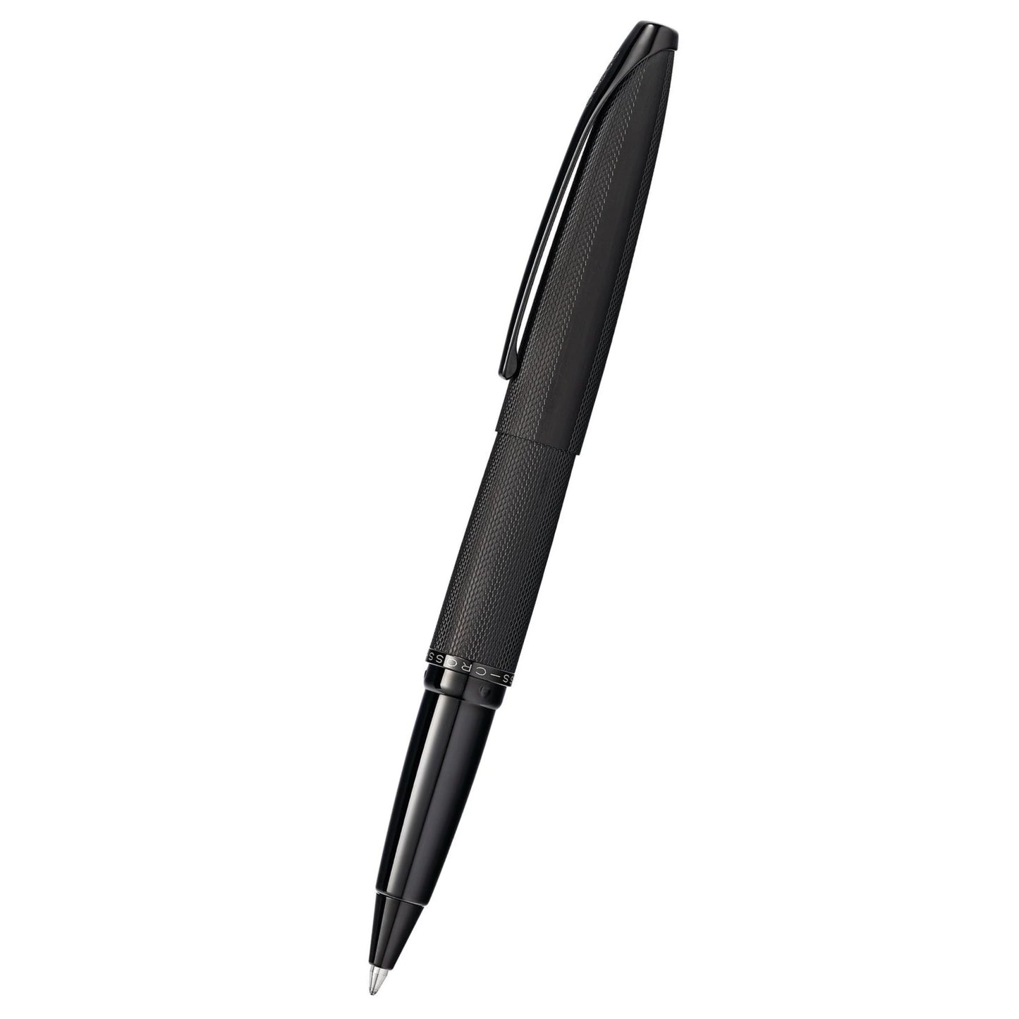 Cross ATX® Brushed Black with Machine-Turned, Diamond-Pattern Engraving with Polished Black PVD Appointments Selectip Rollerball Pen