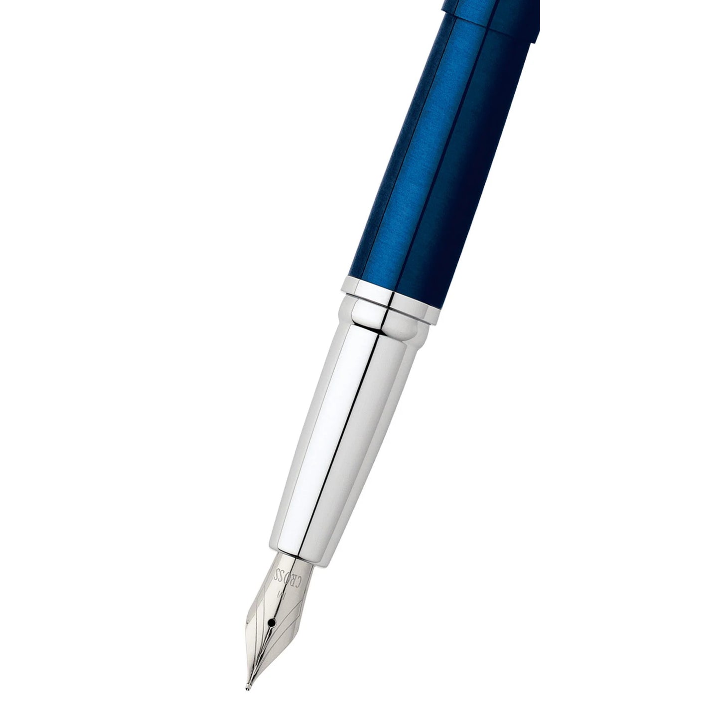 Cross ATX® Translucent Blue Lacquer with Polished Chrome Appointments and Stainless Steel Fine Nib Fountain Pen