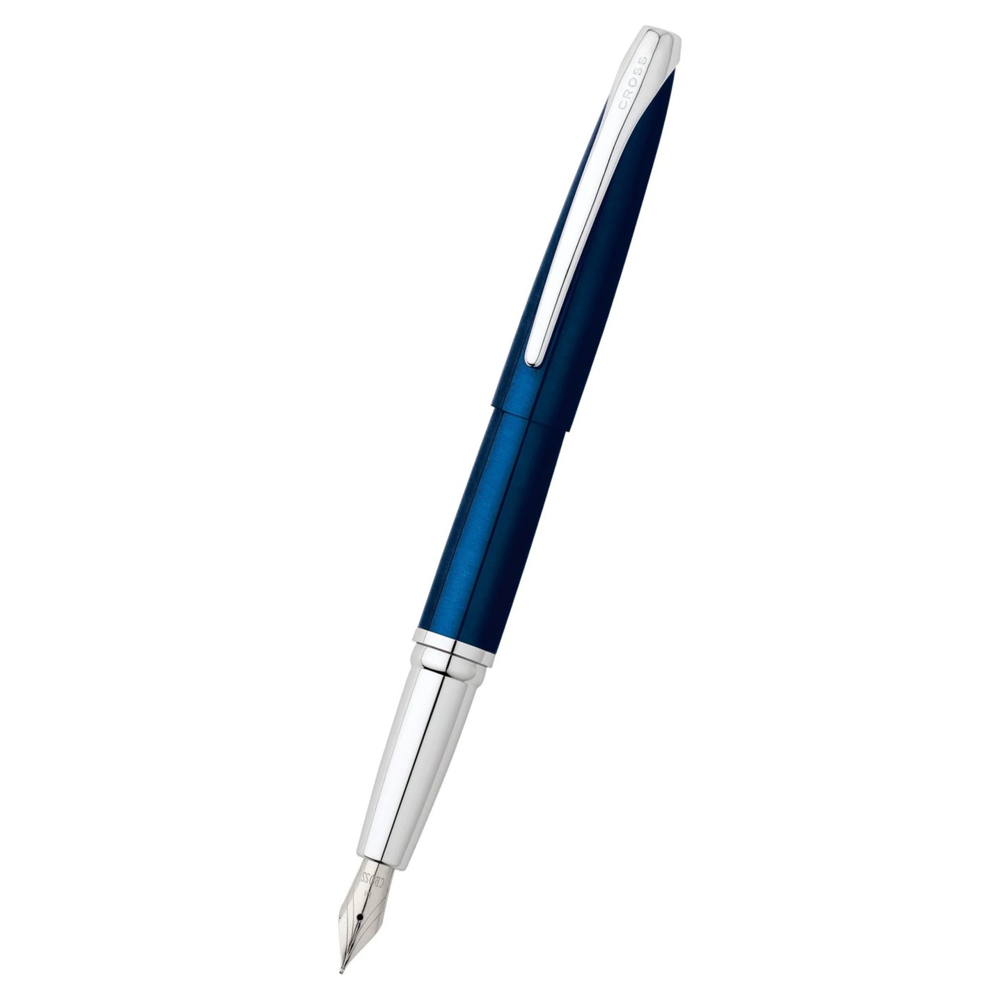 Cross ATX® Translucent Blue Lacquer with Polished Chrome Appointments and Stainless Steel Fine Nib Fountain Pen