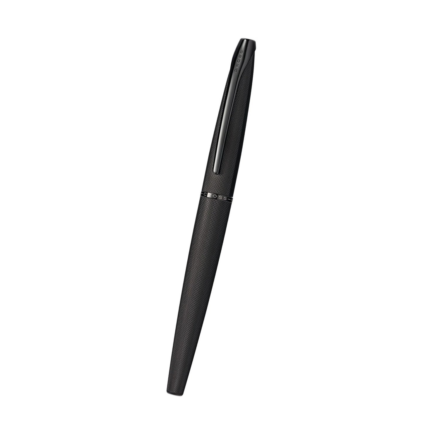 Cross ATX® Brushed Black with Machine-Turned, Diamond-Pattern Engraving with Polished Black PVD Appointments and Polished Black PVD Coated Stainless Steel Fine Nib Fountain Pen
