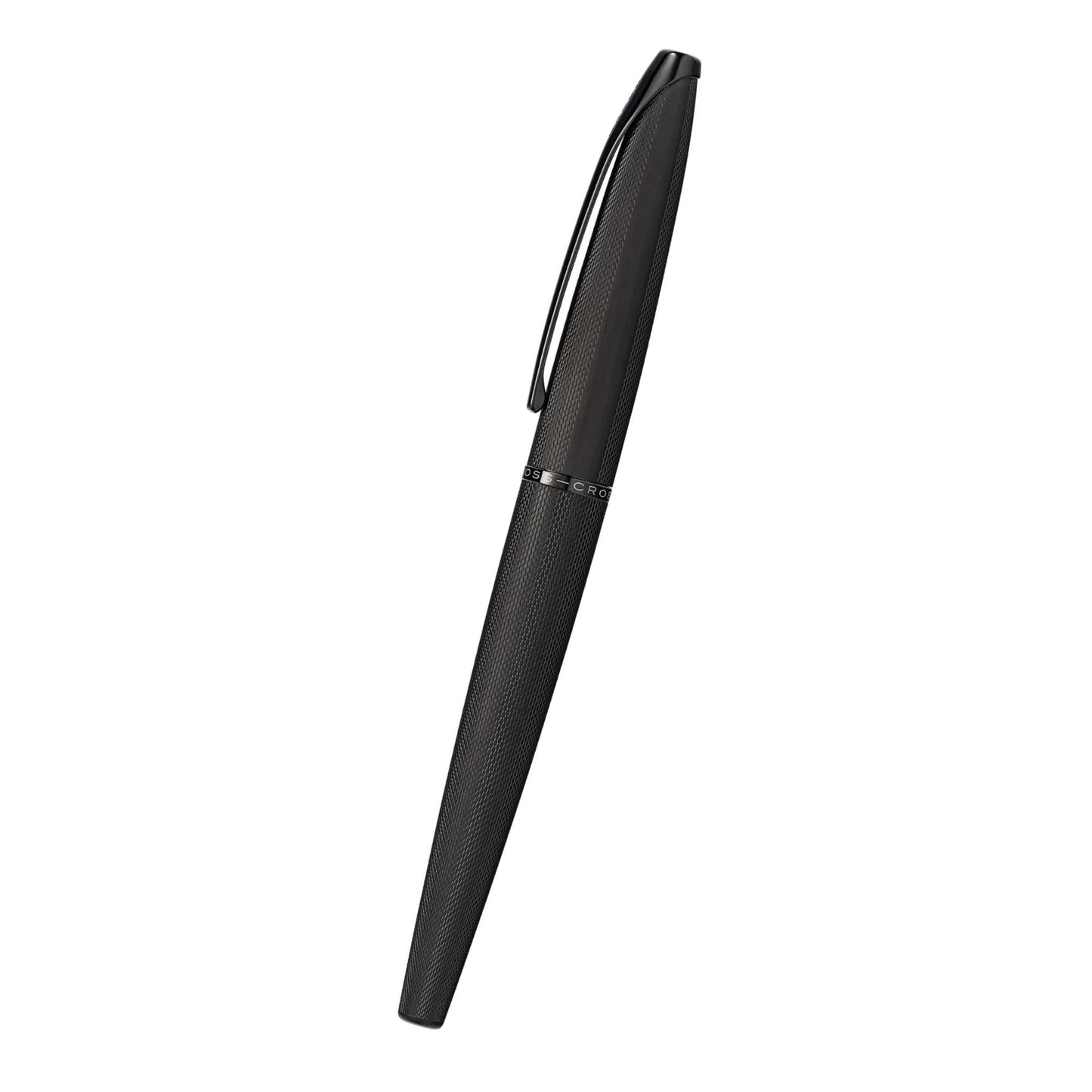 Cross ATX® Brushed Black with Machine-Turned, Diamond-Pattern Engraving with Polished Black PVD Appointments and Polished Black PVD Coated Stainless Steel Fine Nib Fountain Pen
