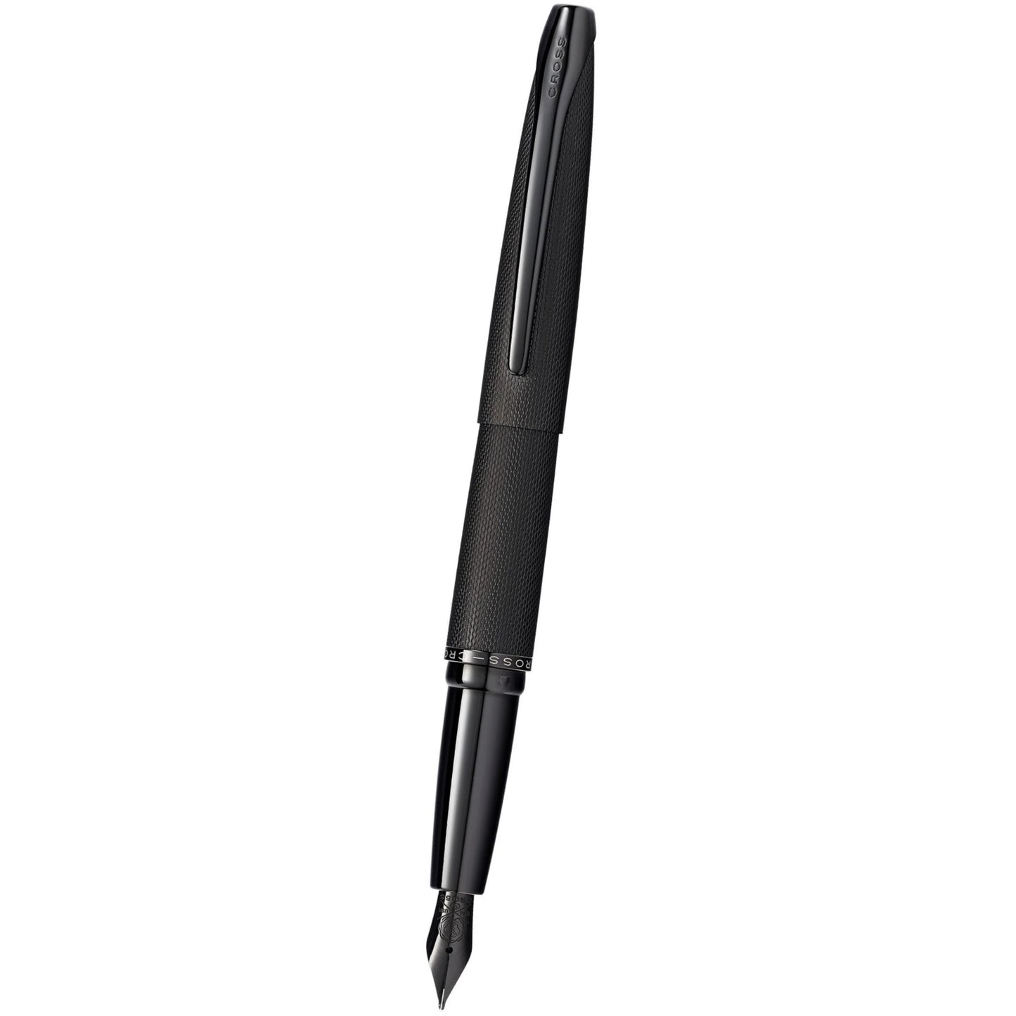 Cross ATX® Brushed Black with Machine-Turned, Diamond-Pattern Engraving with Polished Black PVD Appointments and Polished Black PVD Coated Stainless Steel Medium Nib Fountain Pen